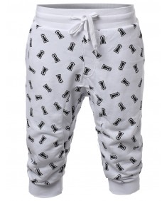 Men's New Stylish Casual Lighthouse Printed Jogger Harem Crop Pants