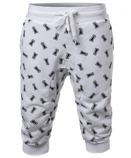 Men's New Stylish Casual Lighthouse Printed Jogger Harem Crop Pants