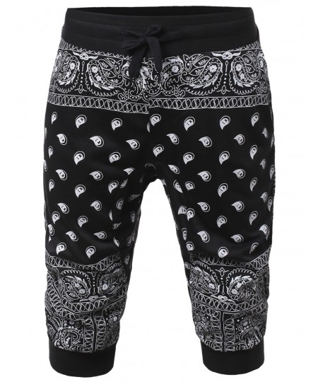 Men's New Stylish Casual Bandana Printed Jogger Harem Short Pants