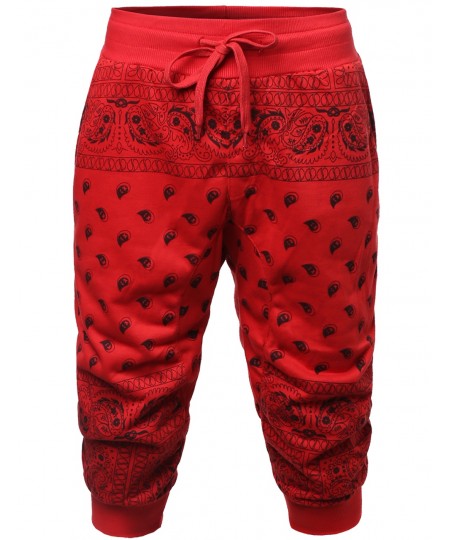 Men's New Stylish Casual Bandana Printed Jogger Harem Short Pants