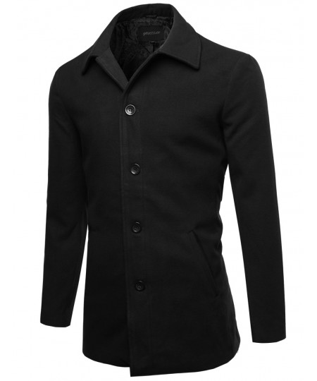 Men's Classic Modernized Long Sleeves Button Closure Coat