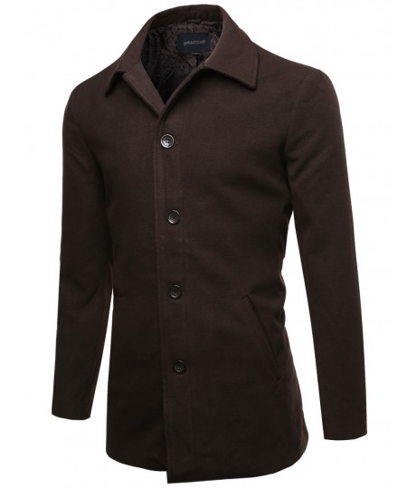 Men's Classic Modernized Long Sleeves Button Closure Coat