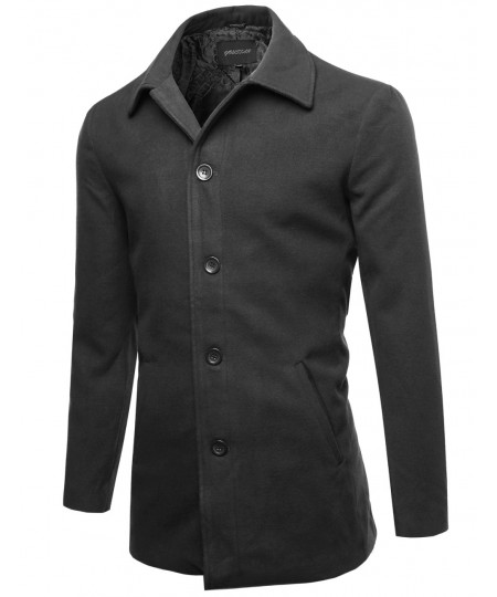 Men's Classic Modernized Long Sleeves Button Closure Coat