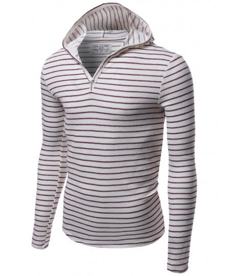 Men's Stripe Long Sleeve Button Hoodie Tops