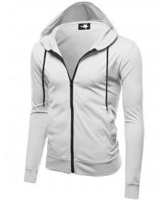 Men's Basic Solid Light Weight Hoodie Jackets