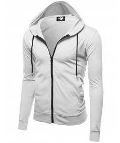 Men's Basic Solid Light Weight Hoodie Jackets
