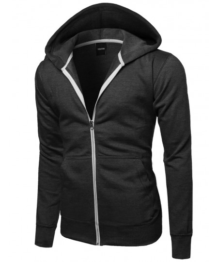 Men's Basic Solid Light Weight Hoodie Jackets