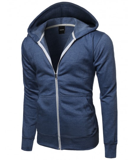 Men's Basic Solid Light Weight Hoodie Jackets