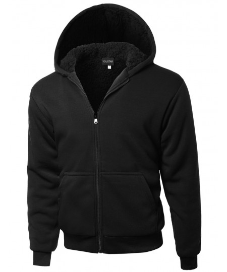 Men's Classic Sherpa Lining Drawstring Hoodie