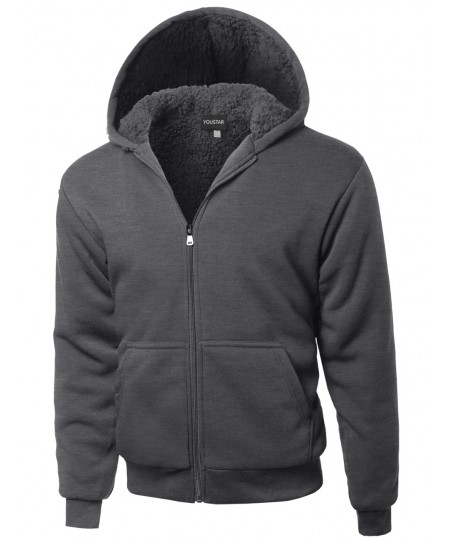 Men's Classic Sherpa Lining Drawstring Hoodie