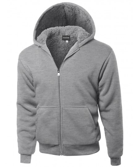 Men's Classic Sherpa Lining Drawstring Hoodie