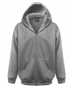 Men's Basic Solid Fleece Sweatshirt Hooded Zip Up Jacket