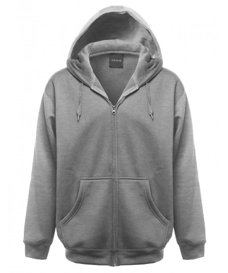 Men's Basic Solid Fleece Sweatshirt Hooded Zip Up Jacket