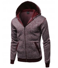 Men's Fine Quality Plush Fleece Lined Zip Up Hoodie Jacket
