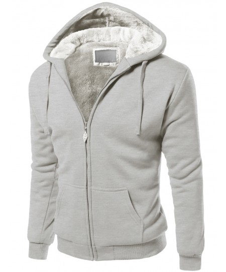 Men's Basic Fur Lining Sweatshirt Hooded Jackets