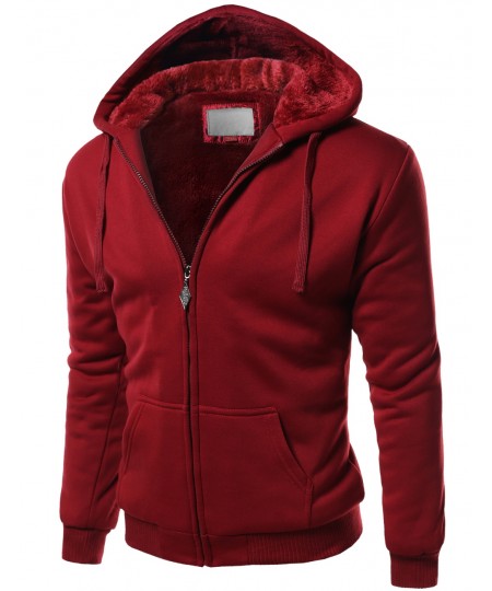 Men's Basic Fur Lining Sweatshirt Hooded Jackets