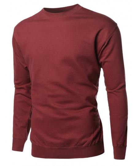 Men's Basic Solid Men's Mid-Weight Crew Neck Sweatshirt