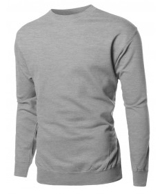 Men's Basic Solid Men's Mid-Weight Crew Neck Sweatshirt