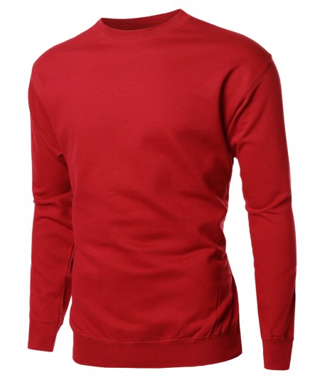 Men's Basic Solid Men's Mid-Weight Crew Neck Sweatshirt