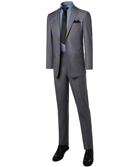 Men's Contemporary Classic Regular Fit 2Pcs Suit Blazer &Dress Pants