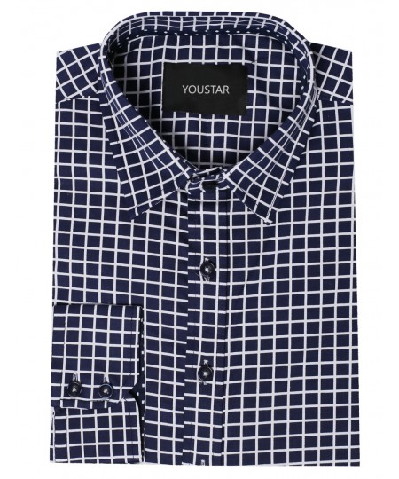 Men's Slim Checkered Button Down Shirt