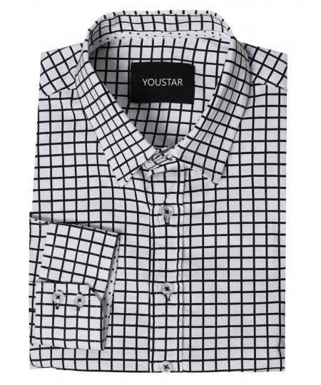 Men's Slim Checkered Button Down Shirt