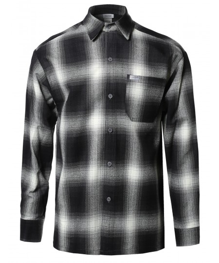 Men's Long Sleeve Casual Plaid Buttondown Shirt