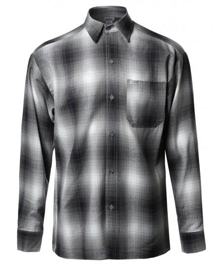 Men's Long Sleeve Casual Plaid Buttondown Shirt