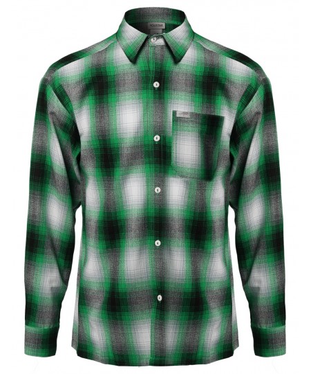 Men's Long Sleeve Casual Plaid Buttondown Shirt