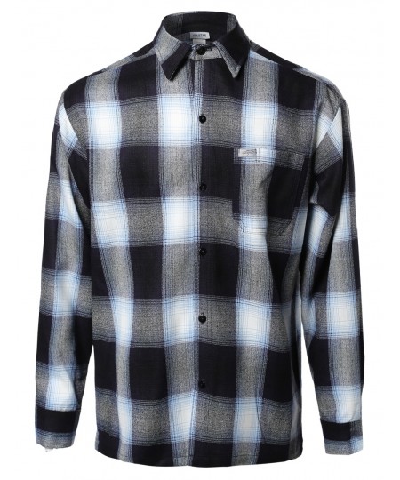 Men's Long Sleeve Casual Plaid Buttondown Shirt