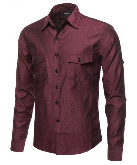 Men's Long Sleeve Patterned Button Down Shirt