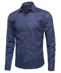 Men's Long Sleeve Patterned Button Down Shirt