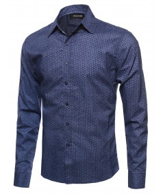 Men's Long Sleeve Patterned Button Down Shirt