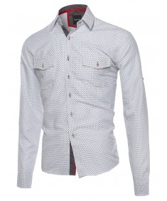 Men's Patterned Button Down Long Sleeve Shirt