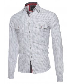 Men's Patterned Button Down Long Sleeve Shirt