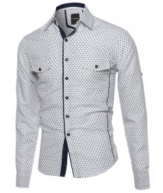 Men's Patterned Button Down Long Sleeve Shirt