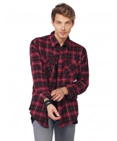 Men's Scotch Plaid Flannel Long Sleeve Button Down Shirt