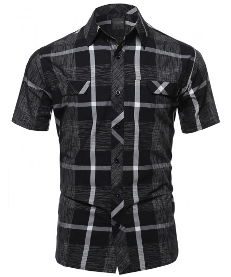 Men's Plaid Button Down Short Sleeve Shirt