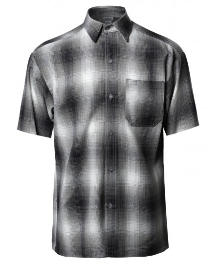 Men's Short Sleeve Casual Plaid Buttondown Shirt