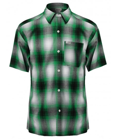 Men's Short Sleeve Casual Plaid Buttondown Shirt