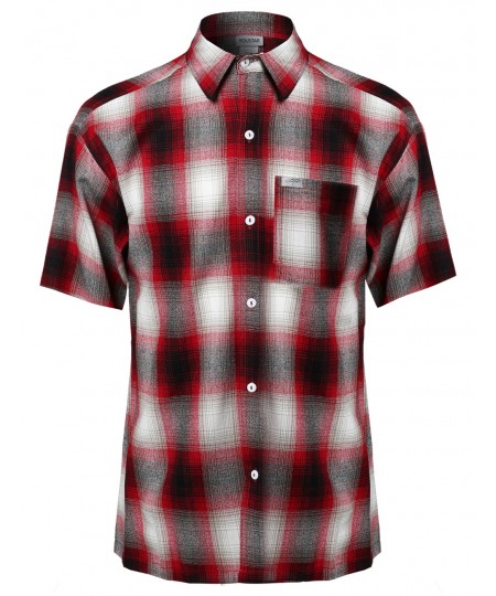 Men's Short Sleeve Casual Plaid Buttondown Shirt