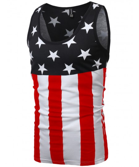 Men's American Flag Patriotic Sleeveless Tank Tops