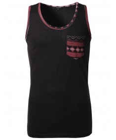 Men's Sleeveless Printed Pocket Tank Tops