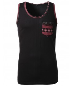 Men's Sleeveless Printed Pocket Tank Tops