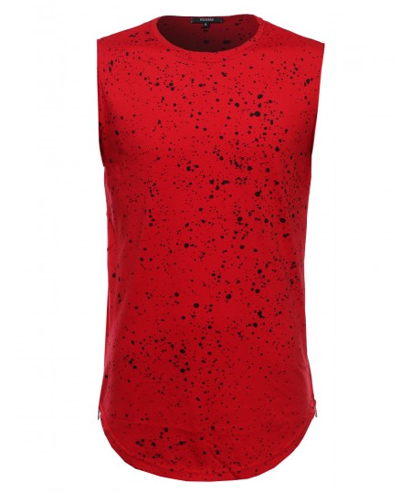 Men's Splatter Cut Off Sleeves Tank Top