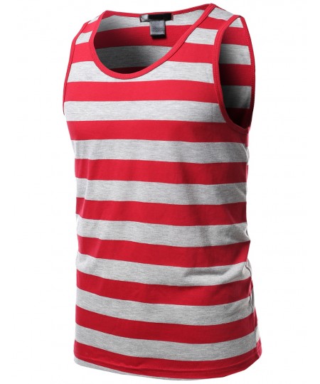 Men's Basic Stripe Round Neck Tank Tops