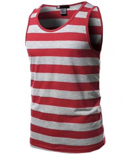 Men's Basic Stripe Round Neck Tank Tops