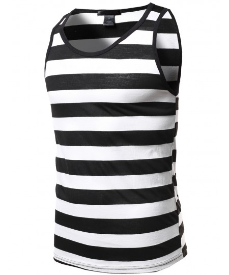 Men's Basic Stripe Round Neck Tank Tops