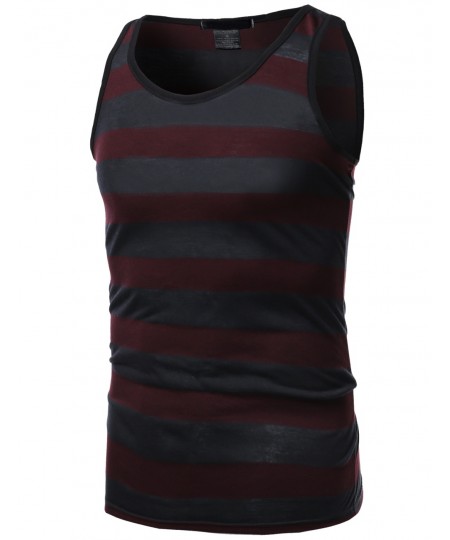 Men's Basic Stripe Round Neck Tank Tops