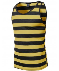 Men's Basic Stripe Round Neck Tank Tops